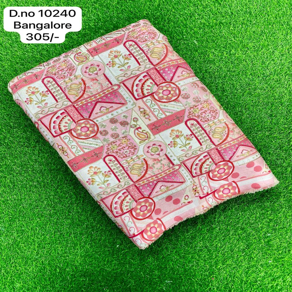 Lightweight Printed Bangalore Fabric - Viscose Chiffon, Grey & Sky & Cream Colors | Fancy Digital Printed & Ethnic Saree For Daily Wear