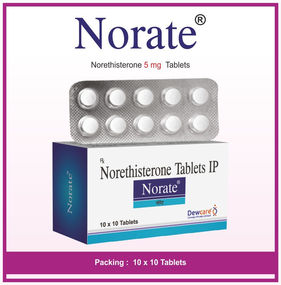 NORATE TABLETS - Norethisterone IP 5mg | Hormonal Regulation, Menstrual Cycle Management, Effective Contraceptive Therapy