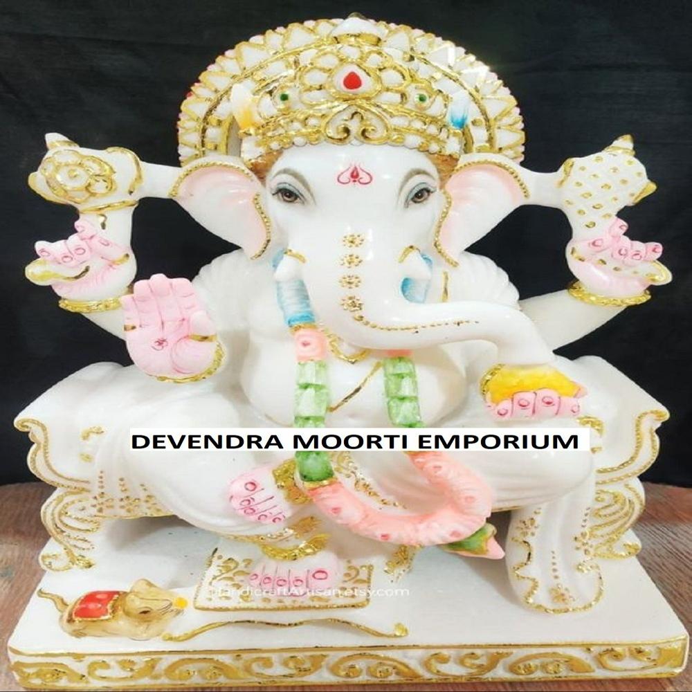 Marble Ganesh Statue - Color: White