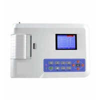 3 Channel Ecg Machine - White Metal, Inbuilt Memory For 200 Patients, Automatic Operating Mode, Digital Display & Filtering Features