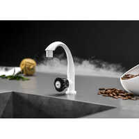 Plastic Water Tap - Ptmt Material, 15mm Size, Glossy Finish | Round Shape In White And Black For Modern Bathroom Fittings