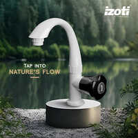 Plastic Water Tap - PTMT Material, 15mm Size, Glossy Finish, Round Shape, Available in White and Black | 1-Year Warranty for Bathroom Fitting