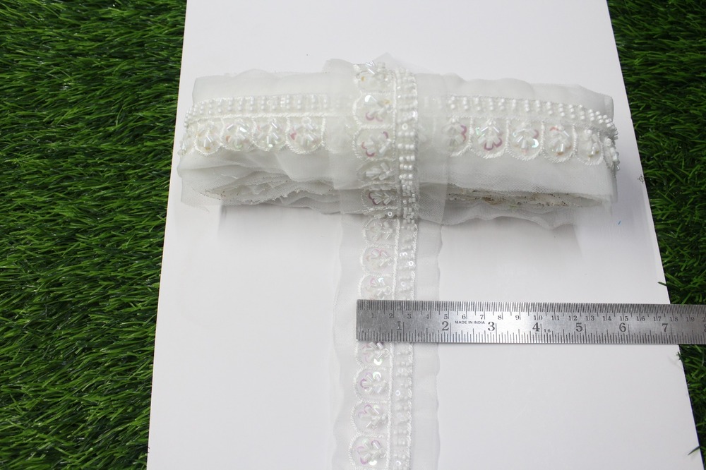 white cutdana  lace