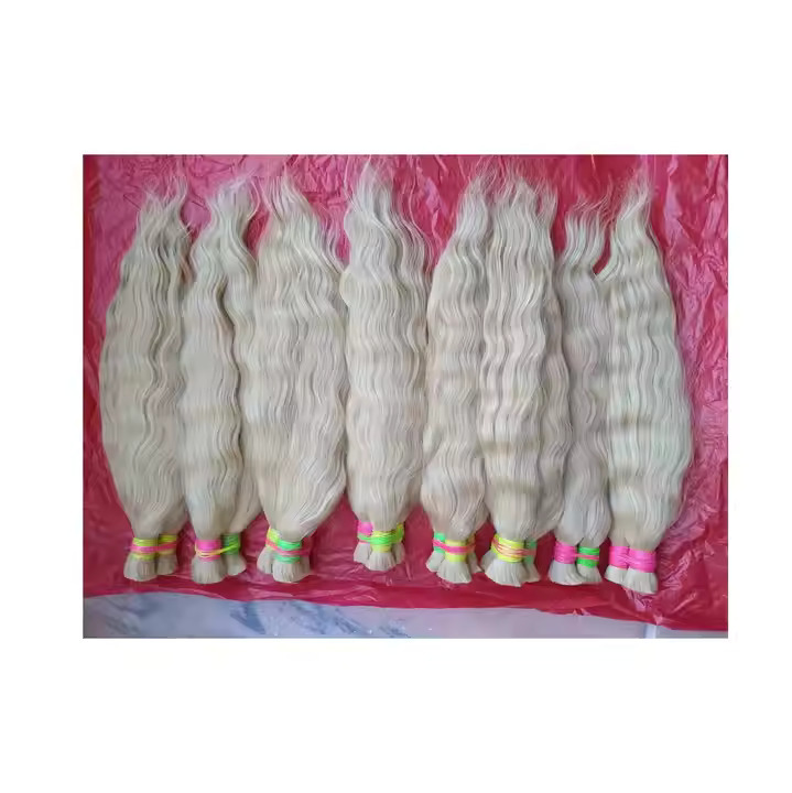613 Blonde Color Natural Wavy and Straight Style Bulk Hair for Braiding 100% Human Hair Extension