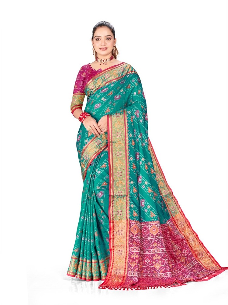 Shree Mallika-2 Equisite Ikat Patola Silk Saree - Color: 8 Color
