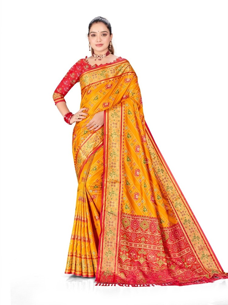 Shree Mallika-2 Equisite Ikat Patola Silk Saree - Color: 8 Color