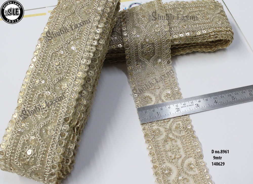 sequence golden embroidery lace