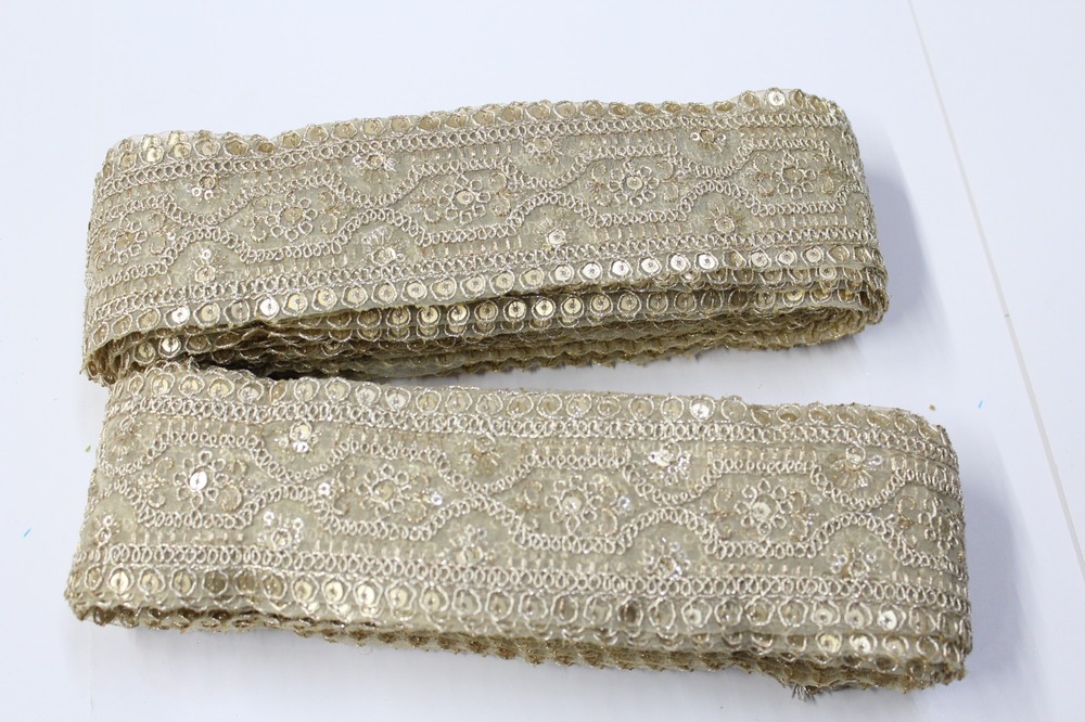 sequence golden embroidery lace