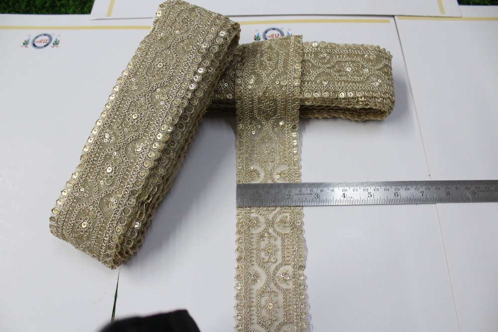 sequence golden embroidery lace