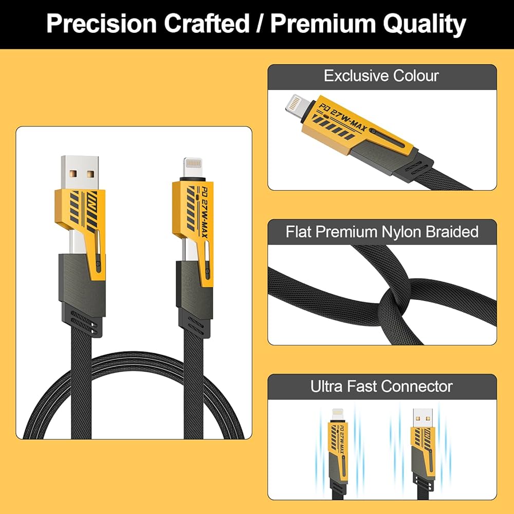 4 In 1 Cable - Body Material: Carbon Fiber Texture Nylon Braided