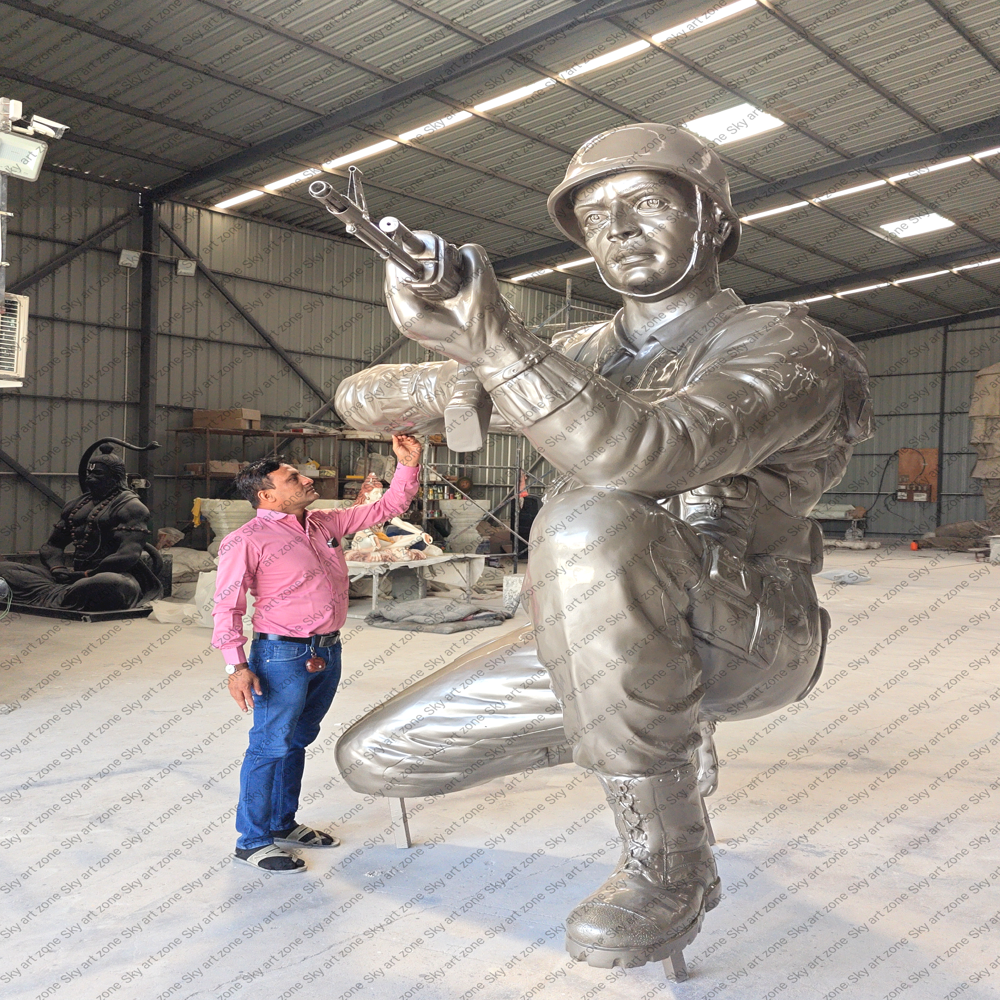 Fiberglass Indian Army Soldier Statue (10 Feet)