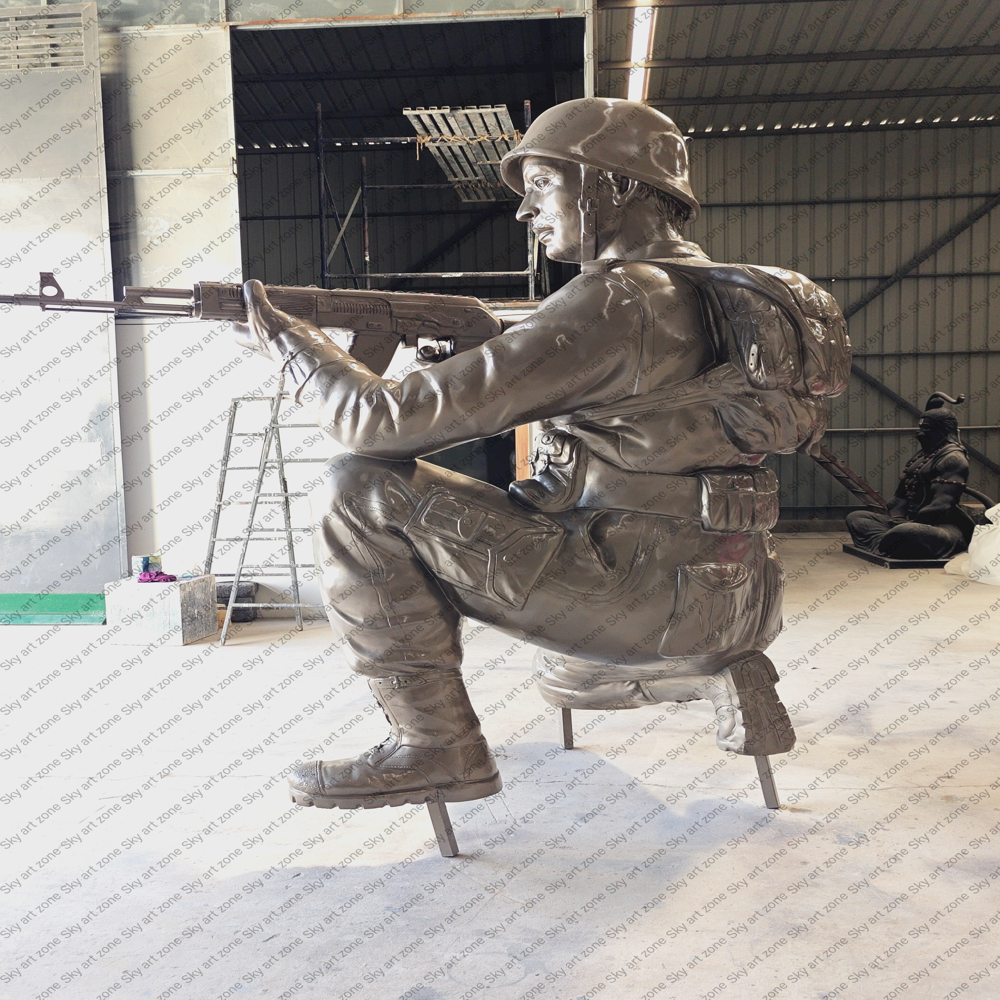 Fiberglass Indian Army Soldier Statue (10 Feet)