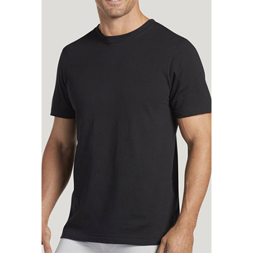 Mens Round Neck T-Shirt - Cotton Blend, Available in Sizes S to XXL, Black Color, Short Sleeves, O-Neck Collar, Trendy Plain Design