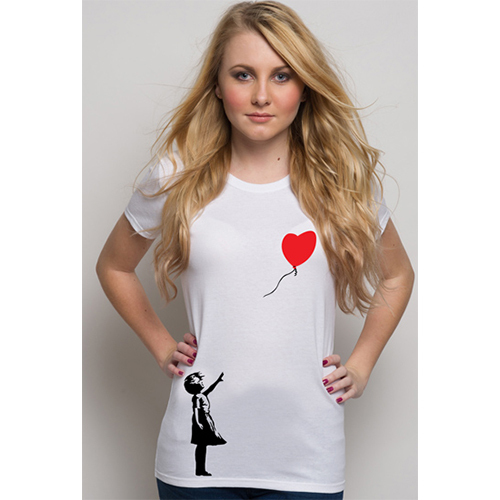 Ladies Printed T-Shirt - Color: White