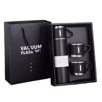 Vaccum Flask Bottle With Cups - Color: Black