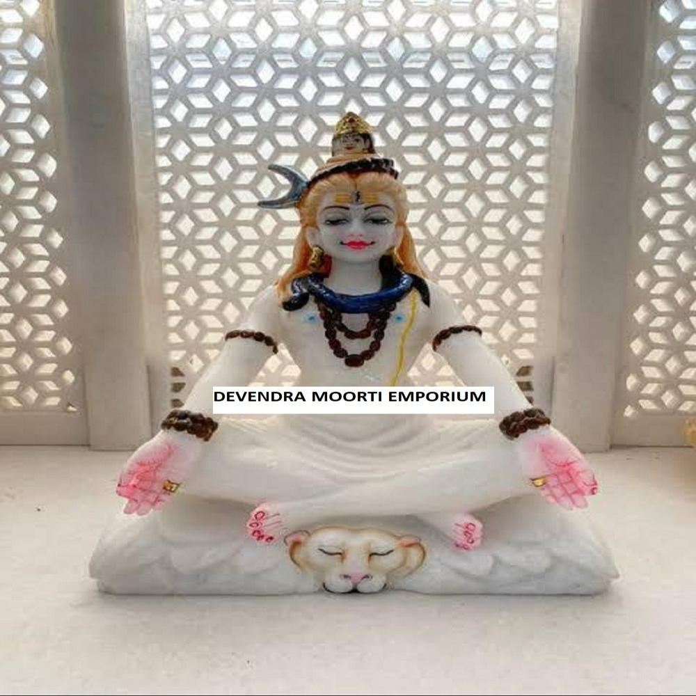 Beautifully Craved Marble Shiv Statue In Mumbai - Color: White