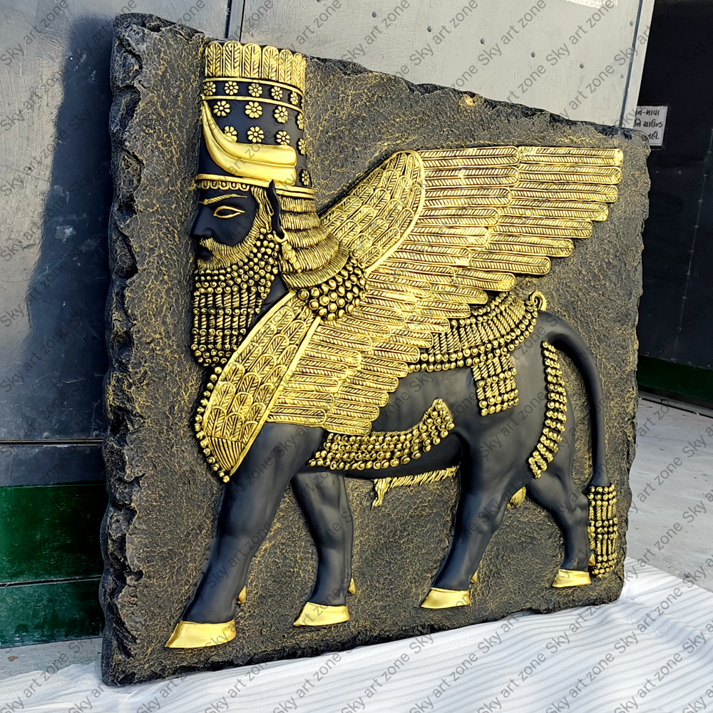 Lamassu Wall Mural (Fiberglass, 5x4 feet) by SKY ART ZONE PRIVATE LIMITED