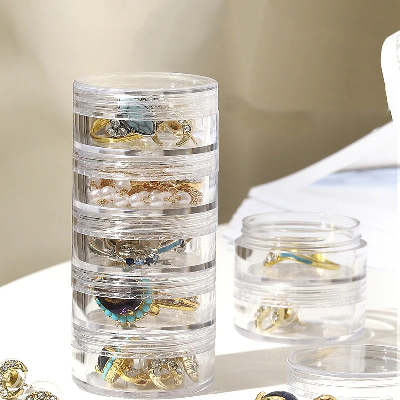 5 LAYER ACRYLIC MINI ROUND JEWELRY BOX
