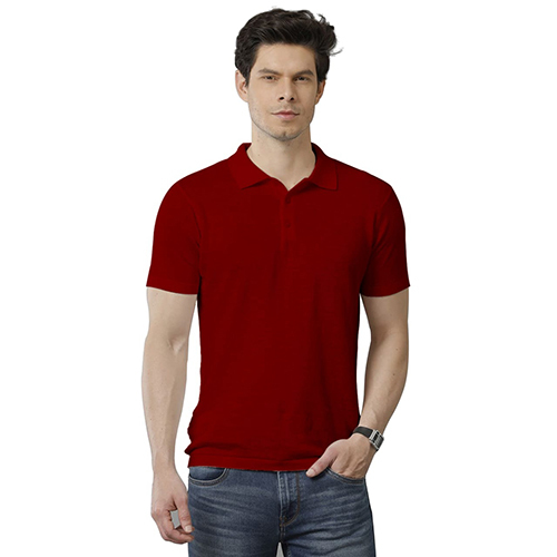  Cotton Polo Maroon T-Shirt