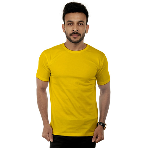 170GSM Cotton Round Yellow Neck T-Shirt
