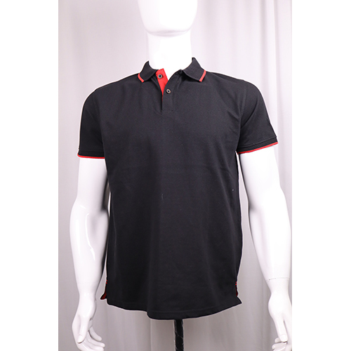 Black Red Line Collar T-Shirt