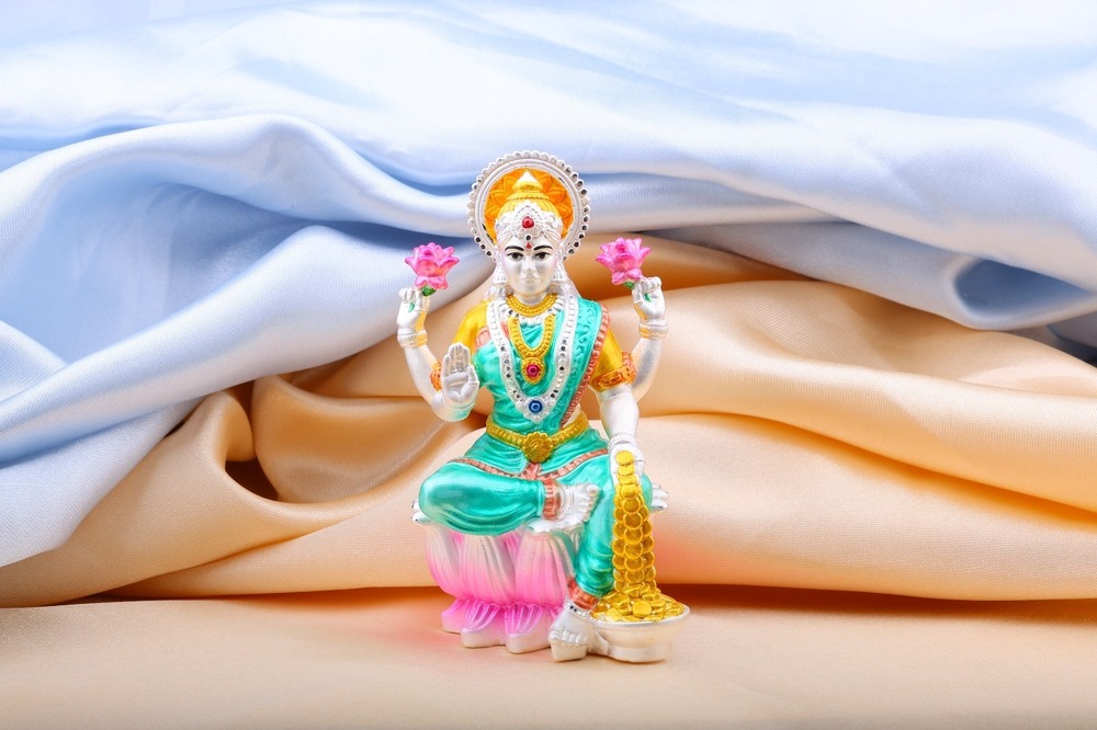 New Design 92.5 Silver Laxmi Mata Idols - 5 Inches Tall, Intricate Detailing, Sacred Spiritual Decor, Ideal For Religious Ceremonies And Home Altars