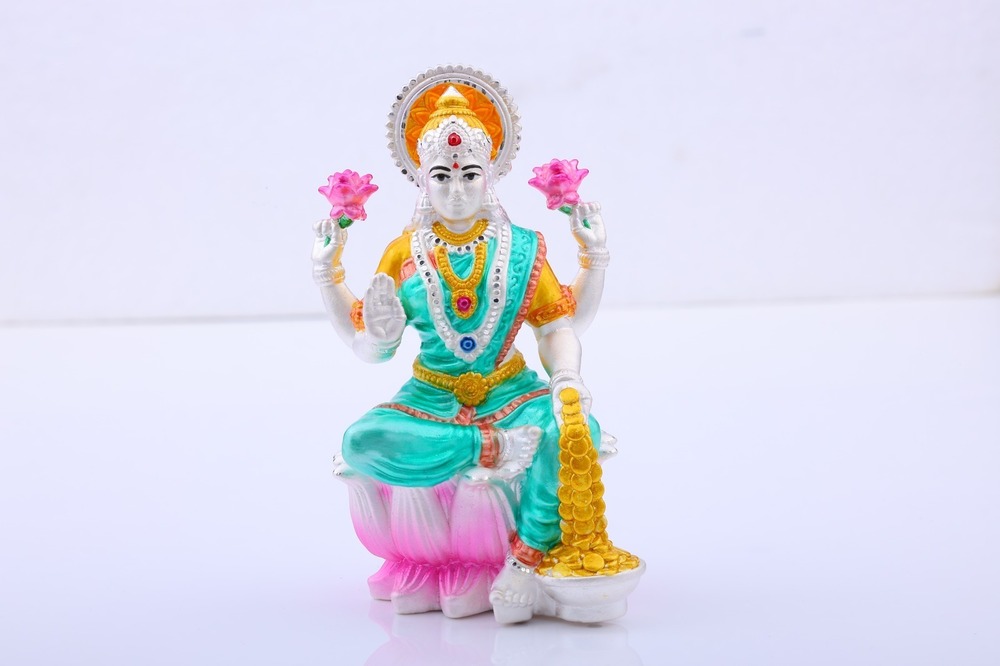New Design 92.5 Silver Laxmi Mata Idols - 5 Inches Tall, Intricate Detailing, Sacred Spiritual Decor, Ideal For Religious Ceremonies And Home Altars