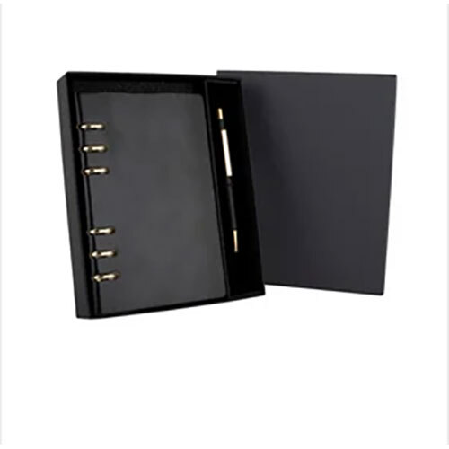 Gift Set Gs32 (Personal Organizer Black With Pen) - Material: Leather