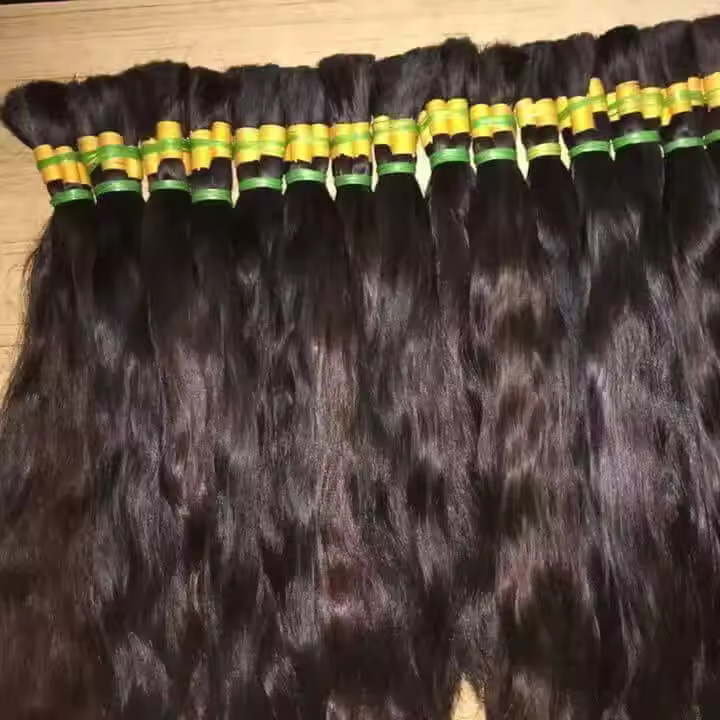 Natural Black Color Single Drawn Bulk Hair Bundles  100% Human Hair Extension, 8-32 Inch