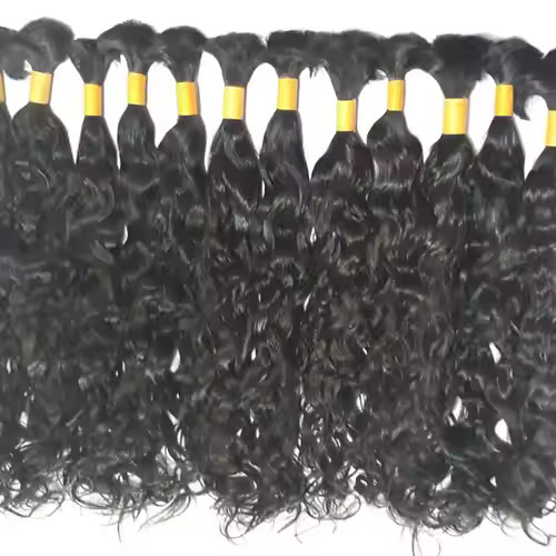 100%  Cuticle Aligned Temple Remy Bulk Hair Bundles Indian Remy Hair Extension
