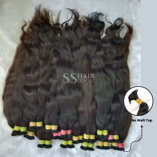 100% Cuticle Aligned Temple Remy Bulk Hair Bundles Indian Remy Hair Extension - Human Hair, 10-36 Inch, Natural Black/Brown, Silky Straight Wave/Deep Wave, Machine Double Weft