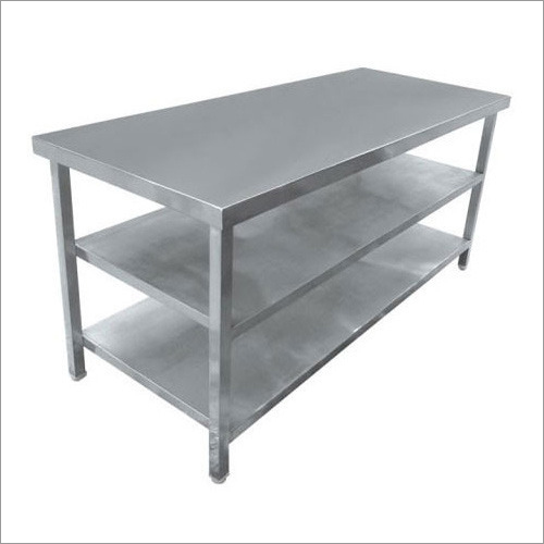 SS Working Table With Double Bottom Shelve