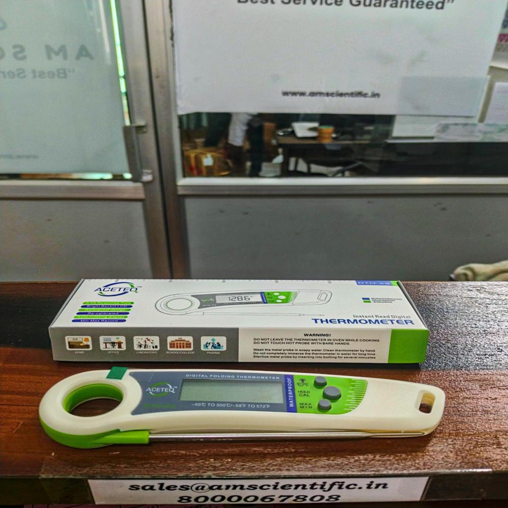 Aceteq Dtm-x9 Folding Food Thermometer - Ip67 Waterproof, Auto Rotating Display, Backlight Function, -20â°c To 150â°c Accuracy, 1-year Warranty
