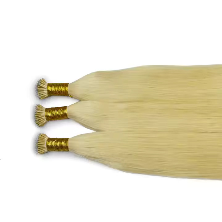 Blonde Nano Ring Hair Extensions Straight Remy Human Hair Salon Smaller Beads
