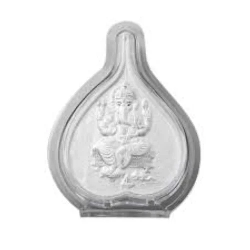 Pure Silver Leaf Ganesha Frame - Silver, Durable, Polished Finish | Intricate Indian Style Lord Ganesha Design For Home Decor