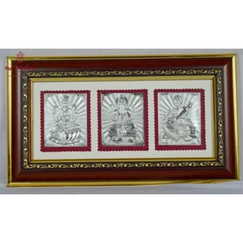 999 Silver Laxmi Ganesh Saraaswati Frame