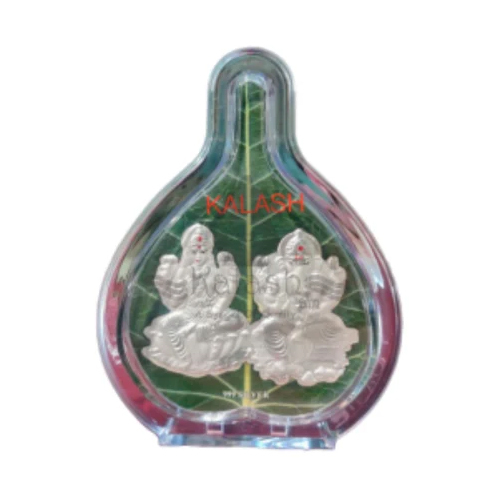 Silver Ganesha Laxmi Leaf Silver Frame