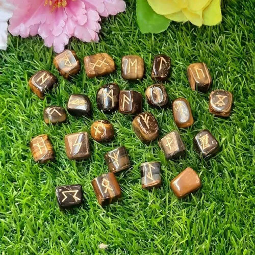 Tiger Eye Stone Rune Set