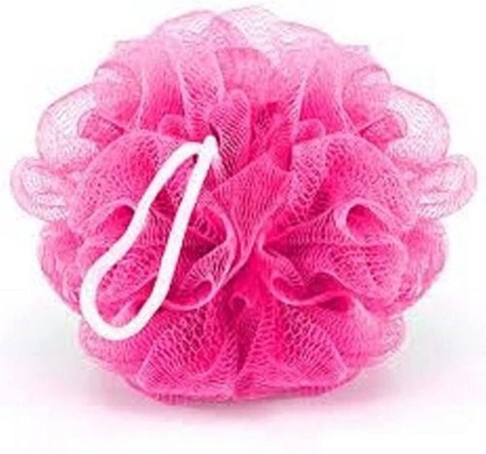 Single Colour Loofah - Plastic Material, Mesh Texture For Exfoliation , Customizable Colors With Hanging Rope For Easy Storage