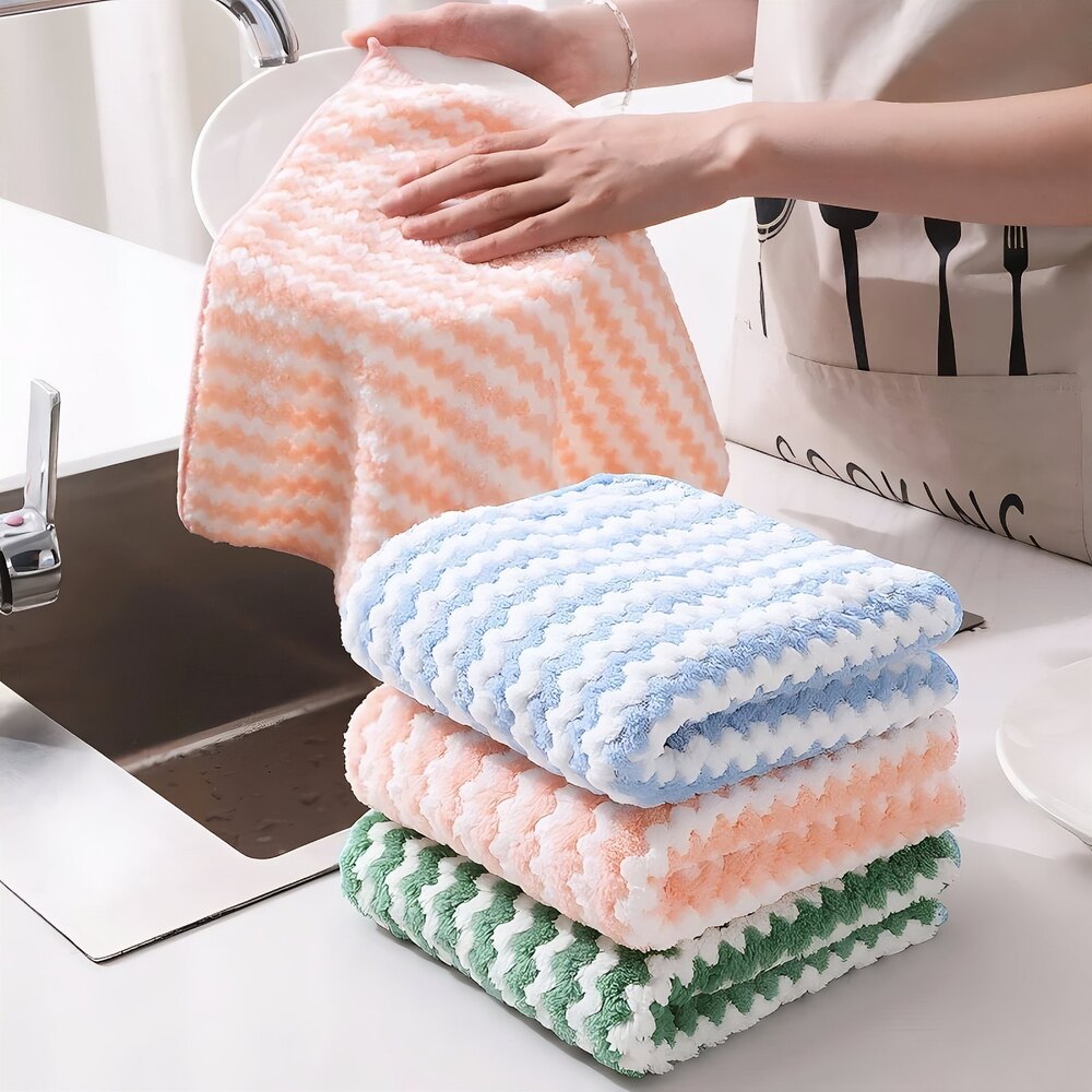 Microfiber Cleaning Cloth Water Absorbent Cleaning Rag Free Fast Drying Scouring Towel