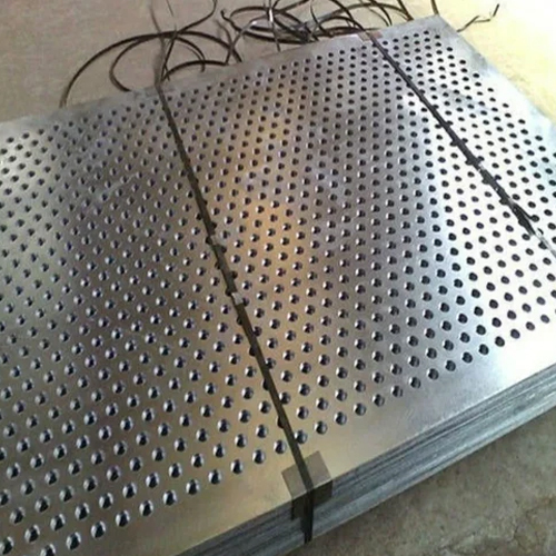 Perforated Metal Sheet - Steel, Rectangular, 4mm Thickness | High Quality, Silver Finish For Industrial Applications