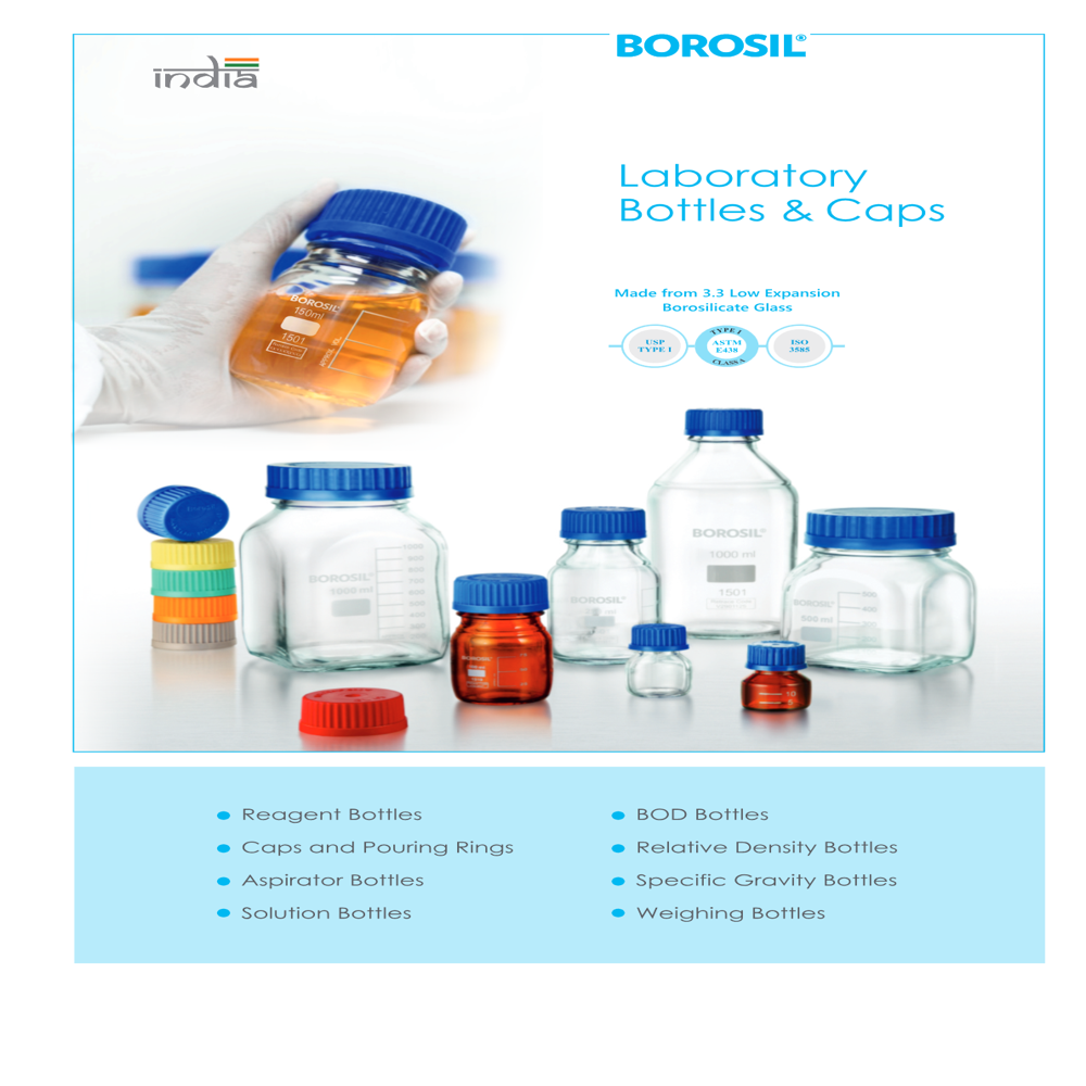 Glass Reagent Bottles Narrow Mouth With Screw Cap, Amber , 1000 Ml - Grade: Laboratory Grade