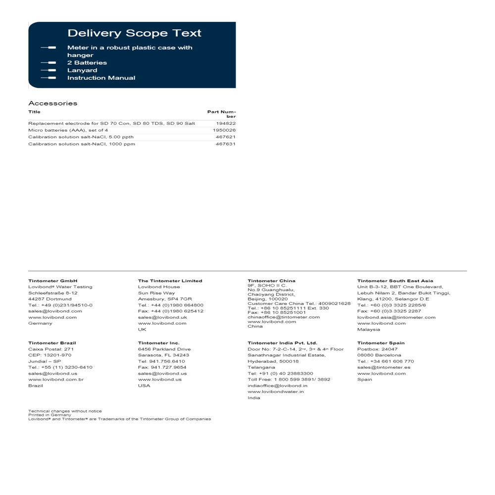Sd 90 Water Testing - Accuracy: +-3  %