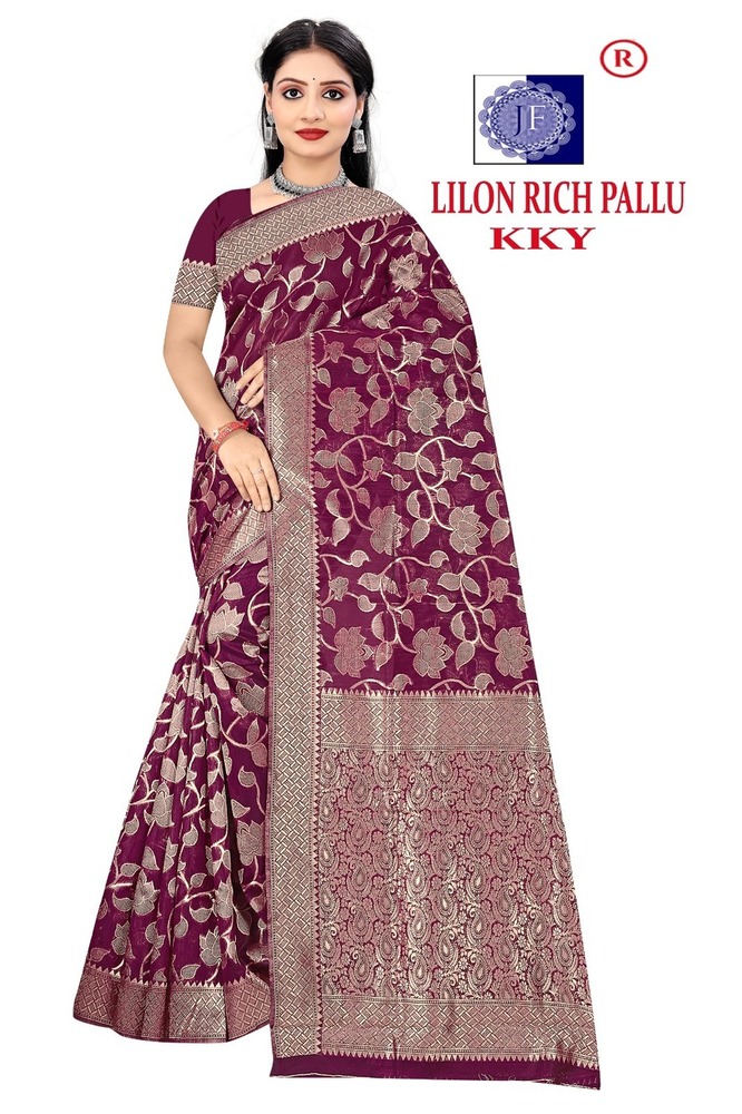 Linon Rich Pallu Saree - Color: 8 Color