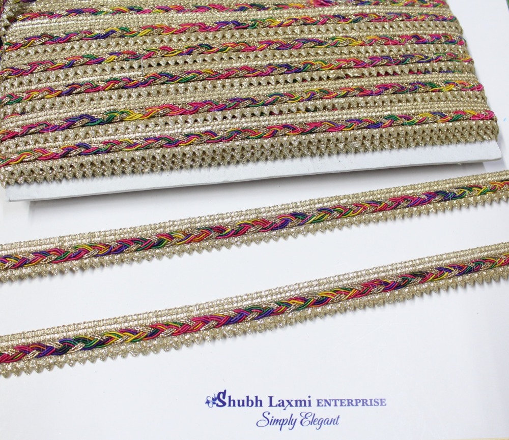 multi colour & zari lace