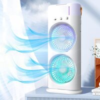 Mini Portable Air Cooler Fan Double Ended Spray Fan Rotatable Cooling Fan With Mist Humidifier - Color: White