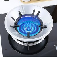 Gas Saver Stand Wind Shield Energy Saving Gas Stove Cover - Color: Silver