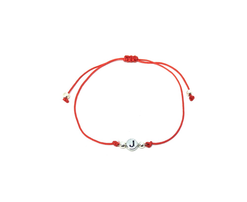 Initial Bracelet - Color: Silver & Black