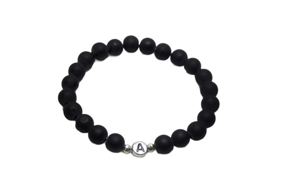 Initial Bracelet - Color: Silver & Black