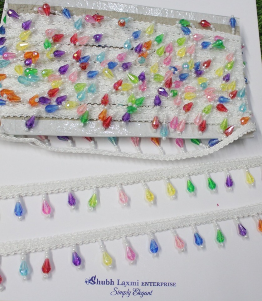 multi colour moti lace